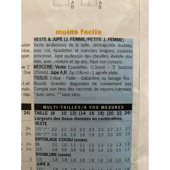 Butterick Sewing pattern 6263 Womens suit Blazer midi skirt sz 8 10 12 - Picture 7 of 8